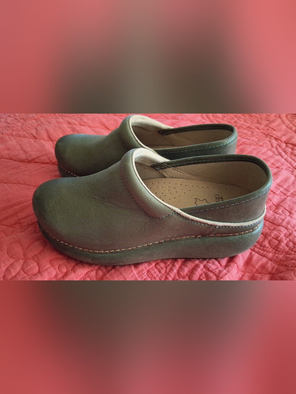 Dansko Green Leather Platform Pro Clog Shoes